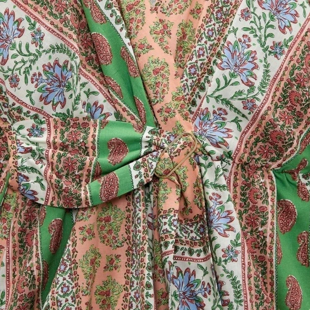 Zara Linen Blend Summer Festival jumpsuit Bohemian  romper back split vacation L